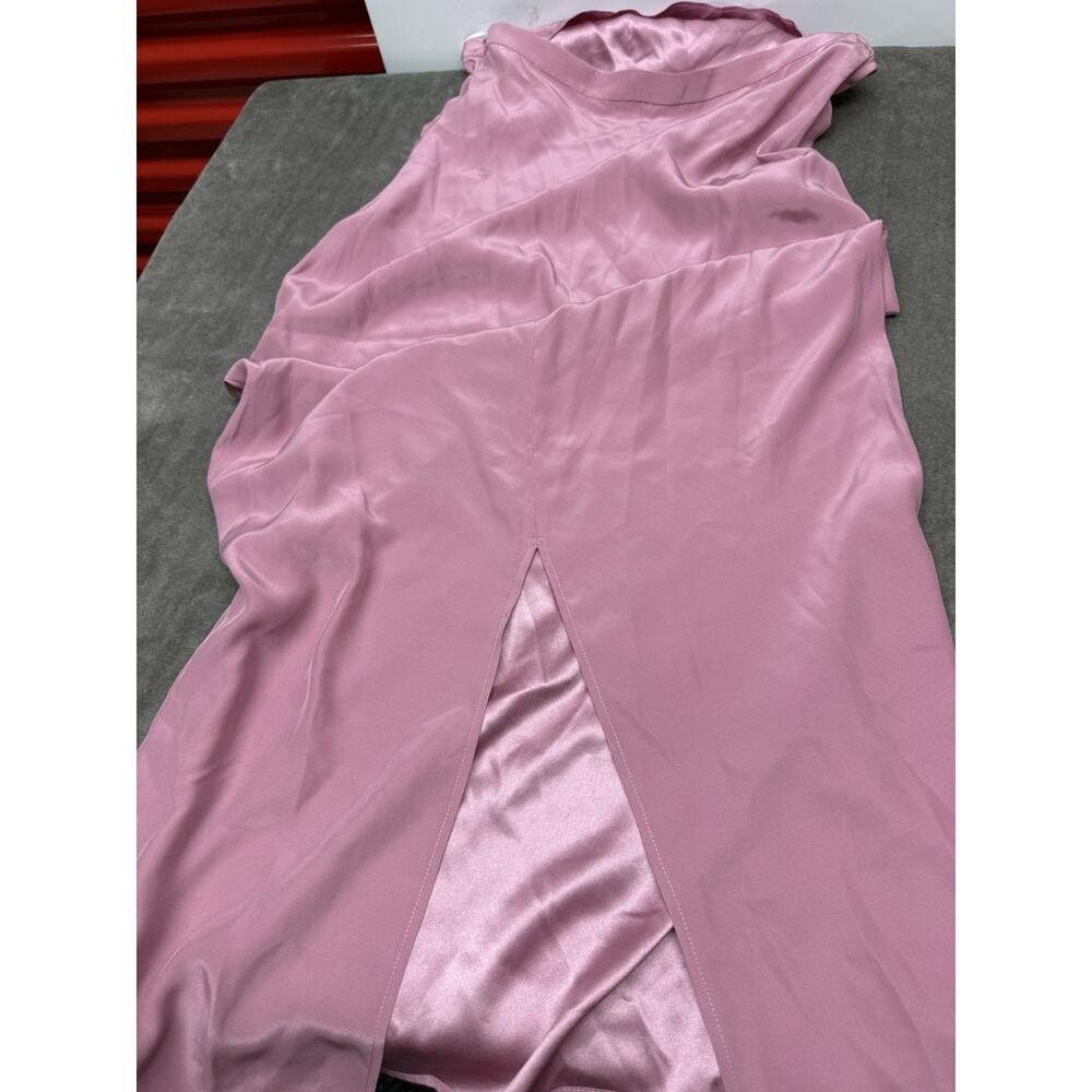 Reformation Alli Silk Midi Dress Sugar Plum Halter Pink Size 10 Square Neck - Picture 14 of 14